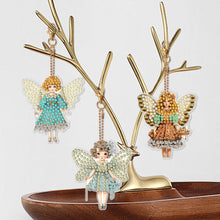 Load image into Gallery viewer, 6 Pcs Winter Snow Owl Double Sided Diamond Painting Keychain Diamond Art Keyring