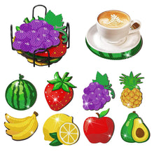 Load image into Gallery viewer, 8 Pcs Acrylic Diamond Painting Coasters Kits with Holder for Beginner (Fruit)