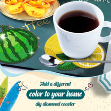 Load image into Gallery viewer, 8 Pcs Acrylic Diamond Painting Coasters Kits with Holder for Beginner (Fruit)