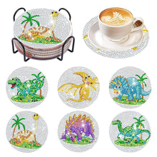 Load image into Gallery viewer, 6 Pcs Acrylic Diamond Painting Coasters Kits with Holder for Beginner (Dinosaur)