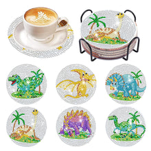 Load image into Gallery viewer, 6 Pcs Acrylic Diamond Painting Coasters Kits with Holder for Beginner (Dinosaur)