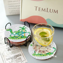 Load image into Gallery viewer, 6 Pcs Acrylic Diamond Painting Coasters Kits with Holder for Beginner (Dinosaur)