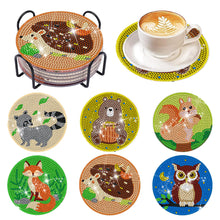 Load image into Gallery viewer, 6 Pcs Acrylic Diamond Painting Coasters Kits with Holder for Beginner (Animals)