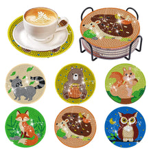 Load image into Gallery viewer, 6 Pcs Acrylic Diamond Painting Coasters Kits with Holder for Beginner (Animals)