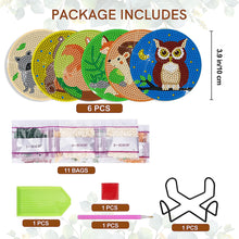 Load image into Gallery viewer, 6 Pcs Acrylic Diamond Painting Coasters Kits with Holder for Beginner (Animals)