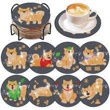 Load image into Gallery viewer, 8 Pcs Acrylic Diamond Painting Coasters with Holder for Beginner (Corgi Puppy)
