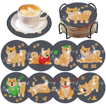 Load image into Gallery viewer, 8 Pcs Acrylic Diamond Painting Coasters with Holder for Beginner (Corgi Puppy)