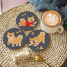Load image into Gallery viewer, 8 Pcs Acrylic Diamond Painting Coasters with Holder for Beginner (Corgi Puppy)