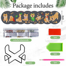 Load image into Gallery viewer, 8 Pcs Acrylic Diamond Painting Coasters with Holder for Beginner (Corgi Puppy)