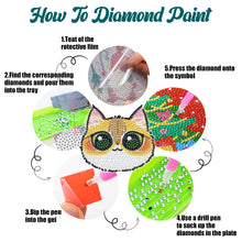 Load image into Gallery viewer, 8 Pcs Acrylic Diamond Painting Coasters Kits with Holder for Beginner (Cat)