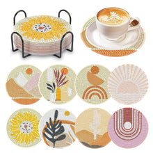 Load image into Gallery viewer, 8 Pcs Acrylic Diamond Painting Coasters Kit with Holder for Beginner (Geometric)