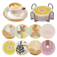 Load image into Gallery viewer, 8 Pcs Acrylic Diamond Painting Coasters Kit with Holder for Beginner (Geometric)