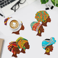 Load image into Gallery viewer, 8 Pcs Acrylic Diamond Painting Coasters with Holder for Beginner (Indian Woman)