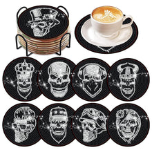 Load image into Gallery viewer, 8 Pcs Acrylic Diamond Painting Coasters Kits with Holder for Beginner (Skull)