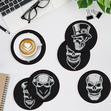 Load image into Gallery viewer, 8 Pcs Acrylic Diamond Painting Coasters Kits with Holder for Beginner (Skull)