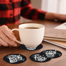 Load image into Gallery viewer, 8 Pcs Acrylic Diamond Painting Coasters Kits with Holder for Beginner (Skull)