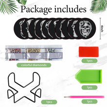Load image into Gallery viewer, 8 Pcs Acrylic Diamond Painting Coasters Kits with Holder for Beginner (Skull)