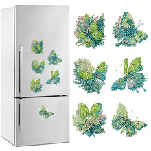 Load image into Gallery viewer, 6 Pcs Diamond Painting Magnets Refrigerator for Adults Kids (Green Butterfly)