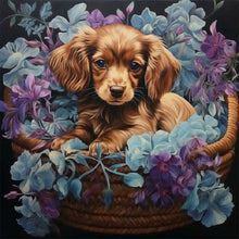 Load image into Gallery viewer, Diamond Painting - Full Square - flower basket puppy (45*45CM)