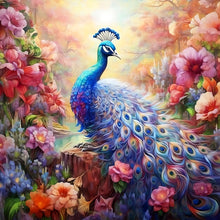 Load image into Gallery viewer, Diamond Painting - Full Round - flower peacock (30*30CM)