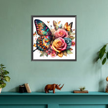 Load image into Gallery viewer, Diamond Painting - Full Round - butterflies and roses (30*30CM)
