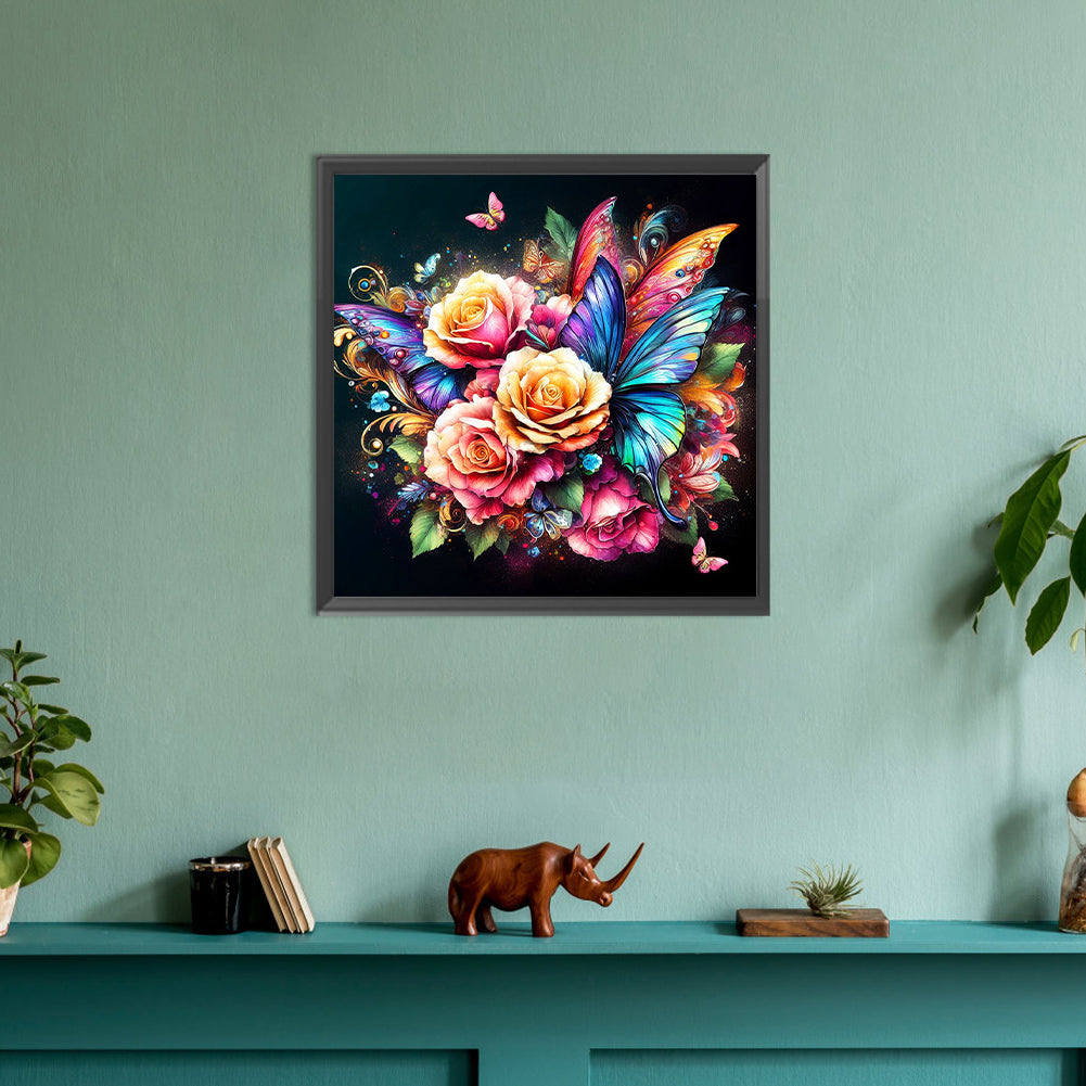 Diamond Painting - Full Round - flowers and butterflies (30*30CM)