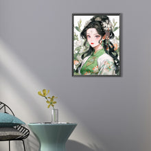 Load image into Gallery viewer, Diamond Painting - Full Round - girl in green dress (40*55CM)