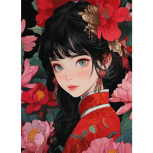 Load image into Gallery viewer, Diamond Painting - Full Round - girl in red dress (40*55CM)