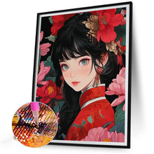Load image into Gallery viewer, Diamond Painting - Full Round - girl in red dress (40*55CM)