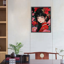 Load image into Gallery viewer, Diamond Painting - Full Round - girl in red dress (40*55CM)