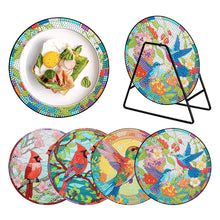 Load image into Gallery viewer, 4 PCS Wood Diamond Painted Placemats Kitchen Dish Mat with Holder (Bird)
