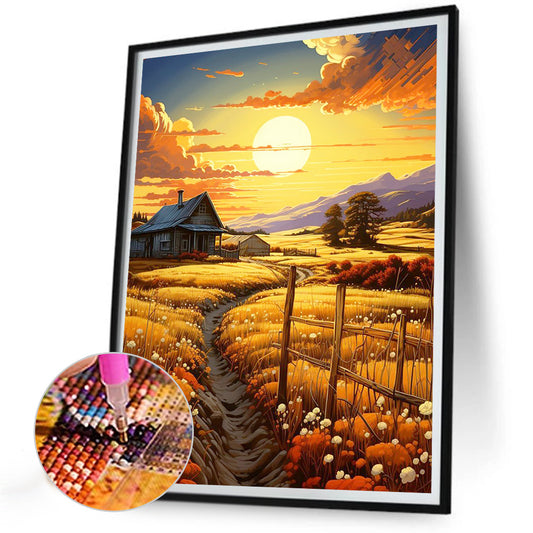 Diamond Painting - Full Round - Wheat field at sunset (30*40CM)