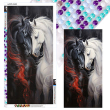 Load image into Gallery viewer, Diamond Painting - Full Round - black horse white horse (40*80CM)