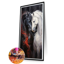 Load image into Gallery viewer, Diamond Painting - Full Round - black horse white horse (40*80CM)