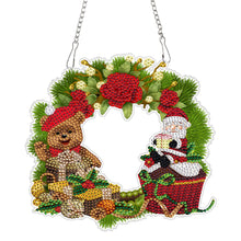 Load image into Gallery viewer, Acrylic Christmas Wreath Single-Sided Round DIY Diamond Painting Hanging Pendant