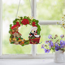 Load image into Gallery viewer, Acrylic Christmas Wreath Single-Sided Round DIY Diamond Painting Hanging Pendant