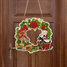 Load image into Gallery viewer, Acrylic Christmas Wreath Single-Sided Round DIY Diamond Painting Hanging Pendant