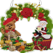 Load image into Gallery viewer, Acrylic Christmas Wreath Single-Sided Round DIY Diamond Painting Hanging Pendant