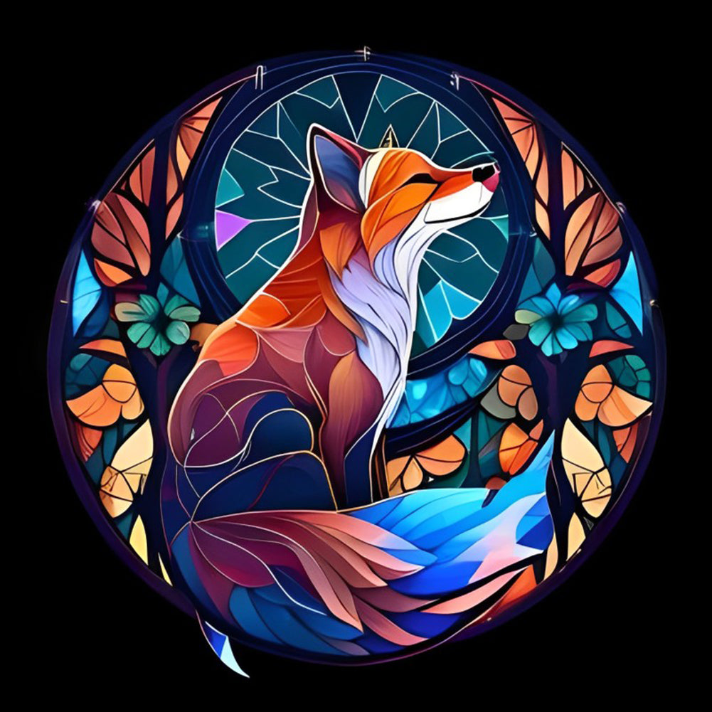 Diamond Painting - Full Round - fox glass painting (30*30CM)