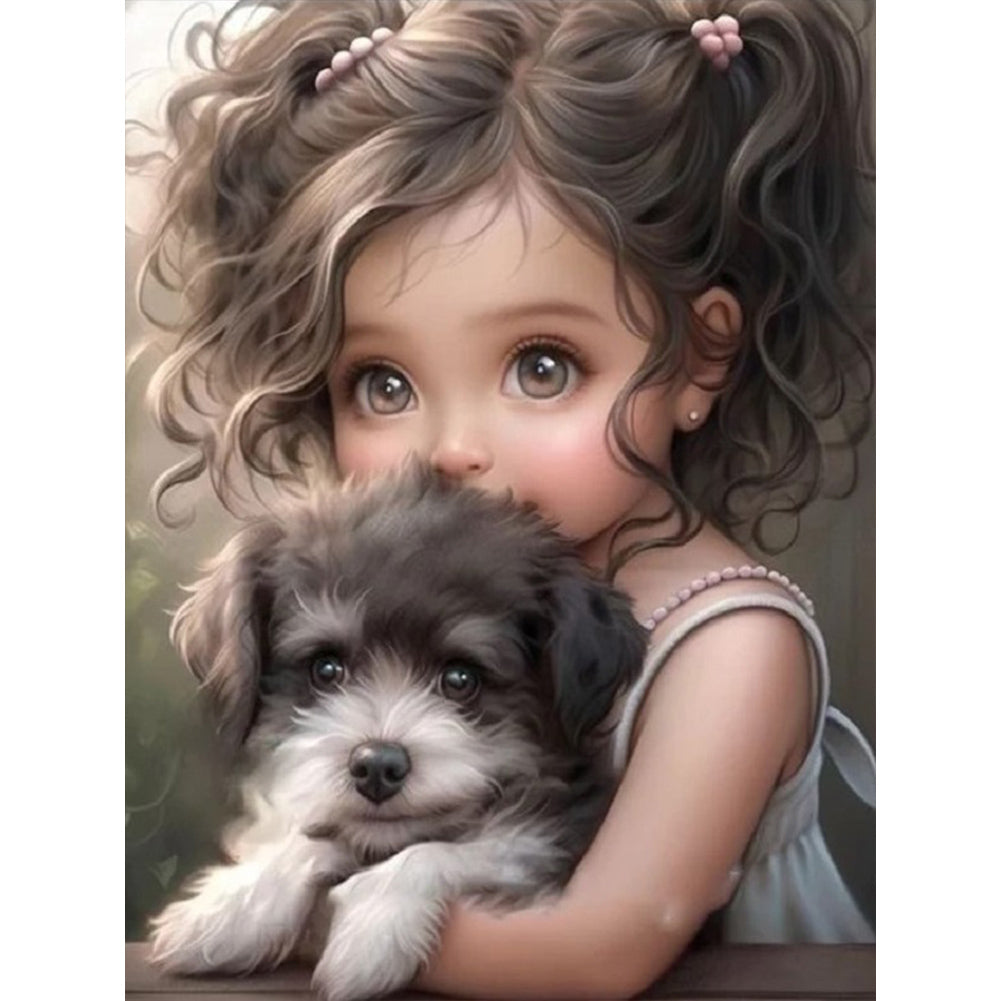 Diamond Painting - Full Round - curly hair big eyed girl (30*40CM)