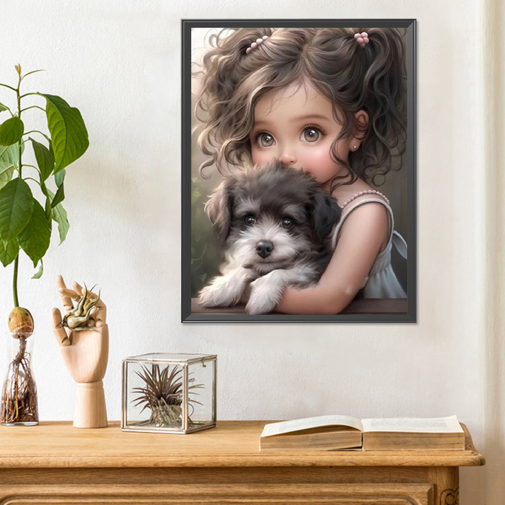 Diamond Painting - Full Round - curly hair big eyed girl (30*40CM)