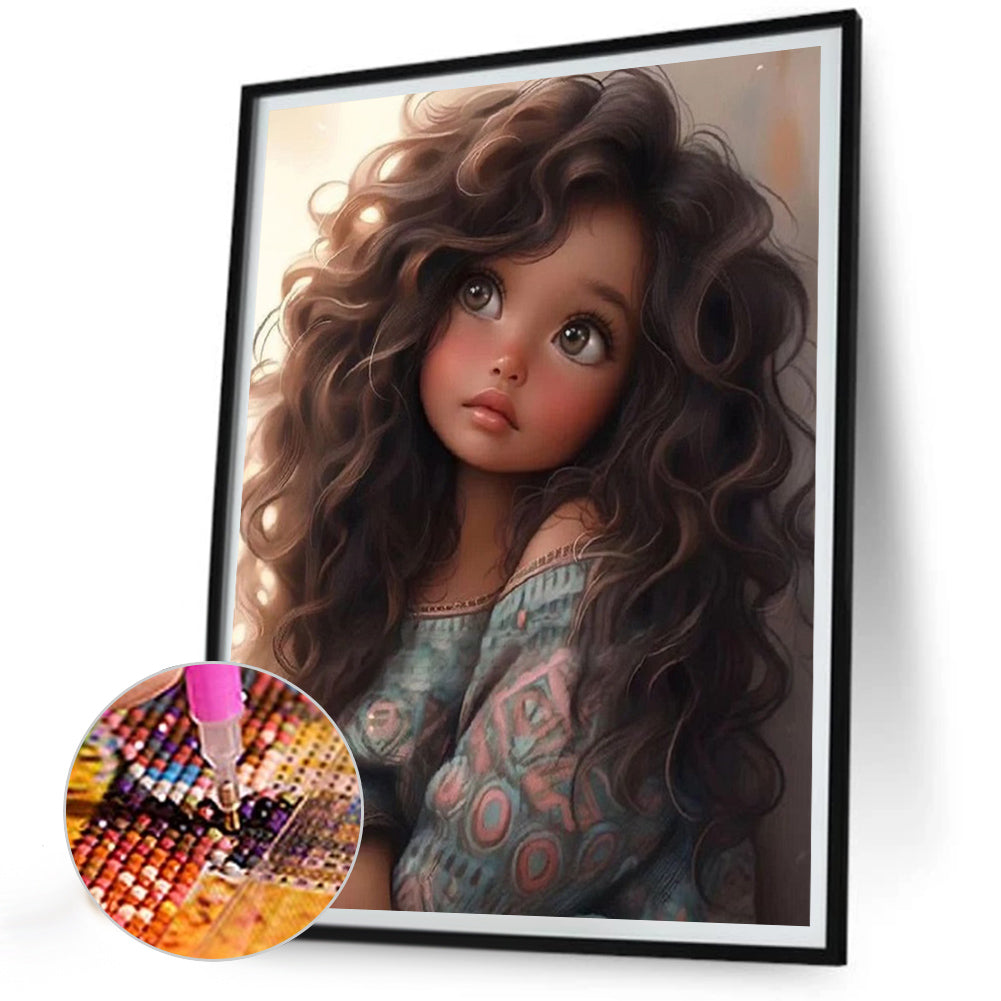 Diamond Painting - Full Round - curly hair big eyed girl (30*40CM)