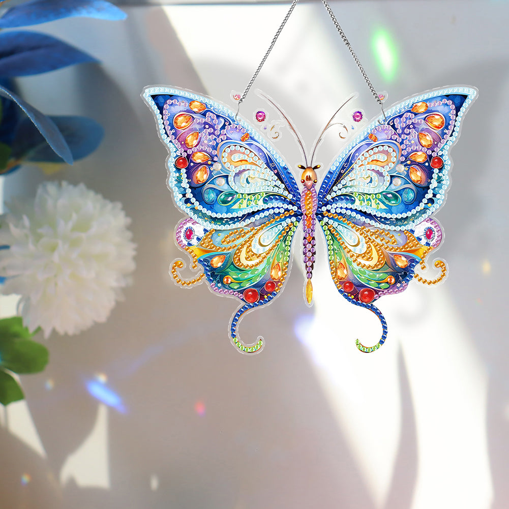 Acrylic Colorful Feathers Frog Single-Sided DIY Diamond Painting Hanging Pendant