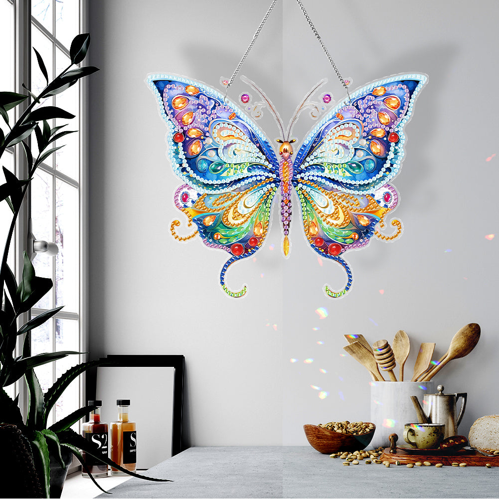 Acrylic Colorful Feathers Frog Single-Sided DIY Diamond Painting Hanging Pendant