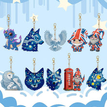 Load image into Gallery viewer, 10 Pcs Owl Double Sided Diamond Painting Keychain Pendant for Beginners Adults