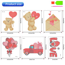 Load image into Gallery viewer, 6 Pcs Valentine Diamond Painting Sticker Gem Sticker for Boy Girls Gift (Bear)
