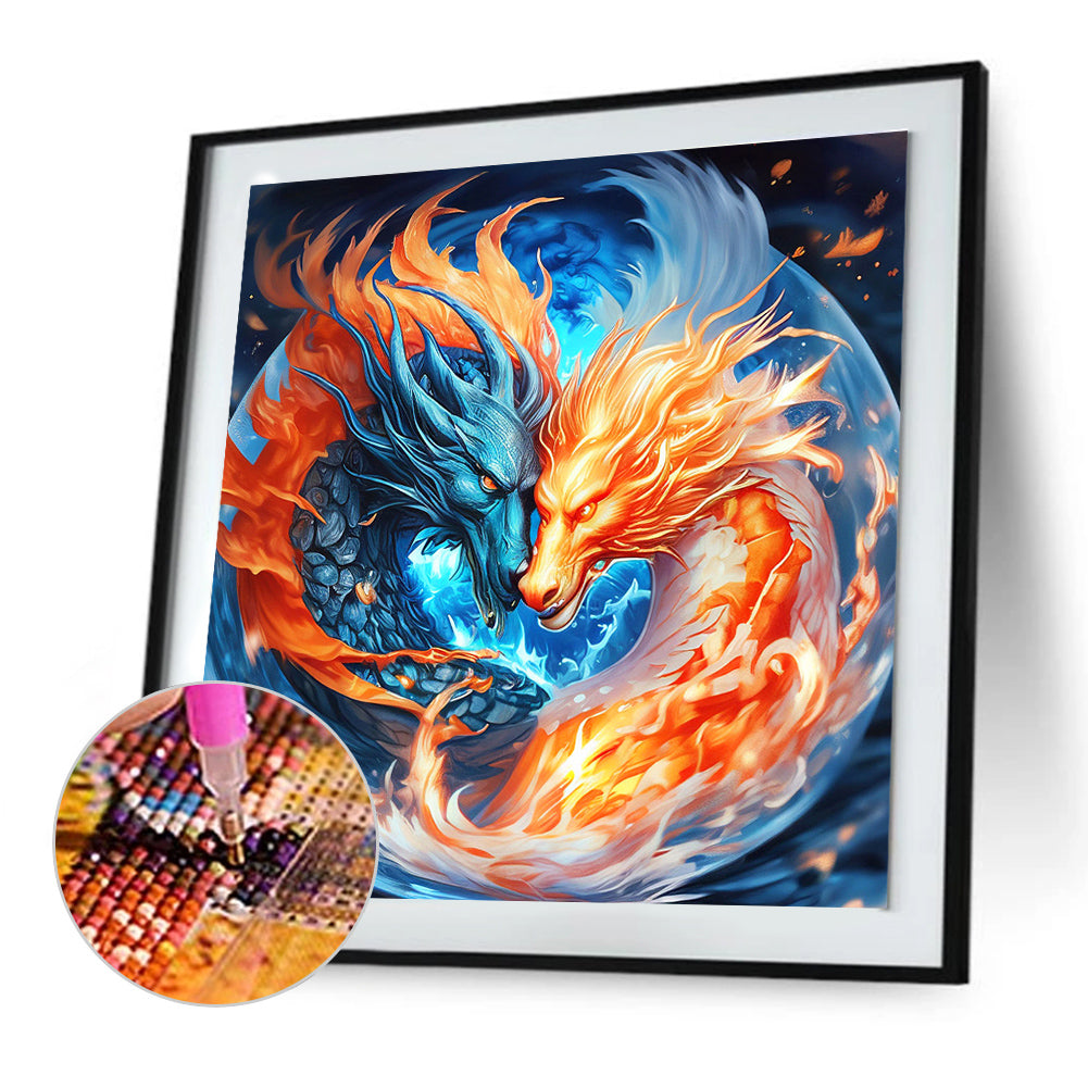 Diamond Painting - Full Round - two dragons (30*30CM)