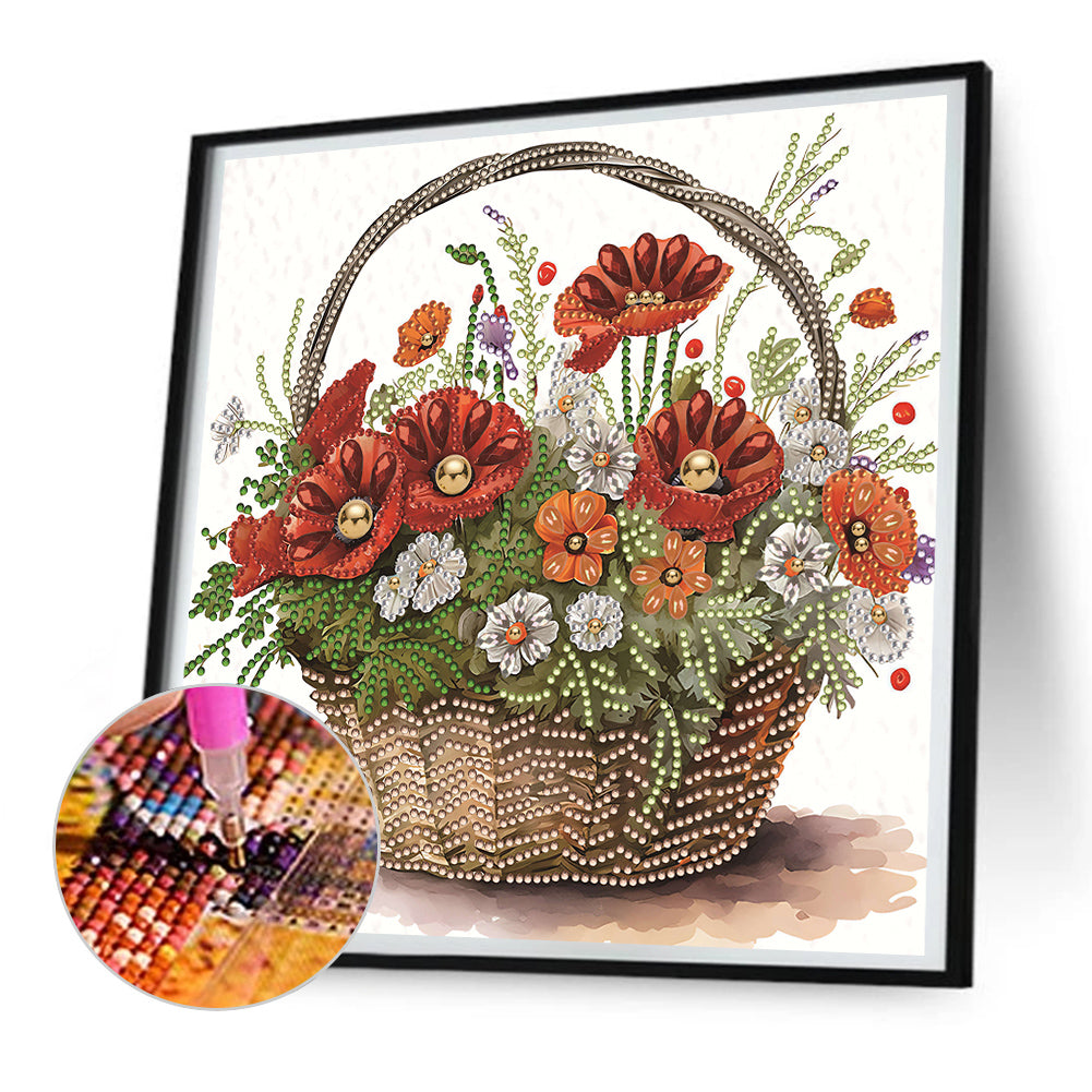 Diamond Painting - Partial Special Shaped - poppy flower (30*30CM)