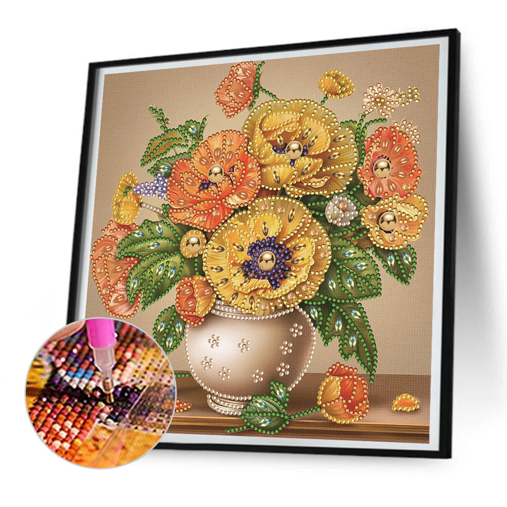 Diamond Painting - Partial Special Shaped - poppy flower (30*30CM)
