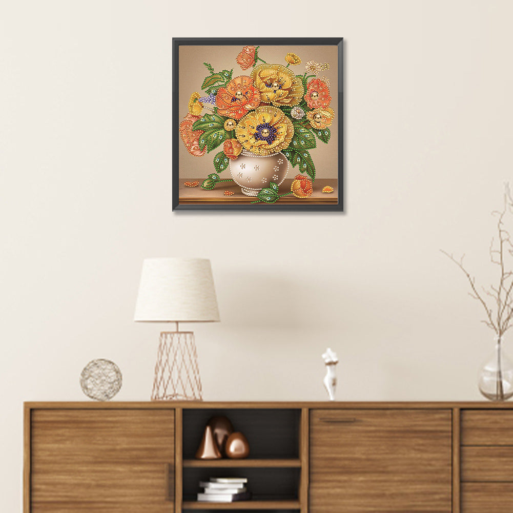 Diamond Painting - Partial Special Shaped - poppy flower (30*30CM)